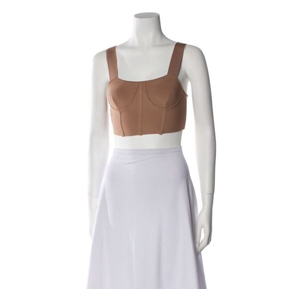 NWT HERVE LEGER structured beige bustier crop top Beige sz XL - Picture 10 of 10